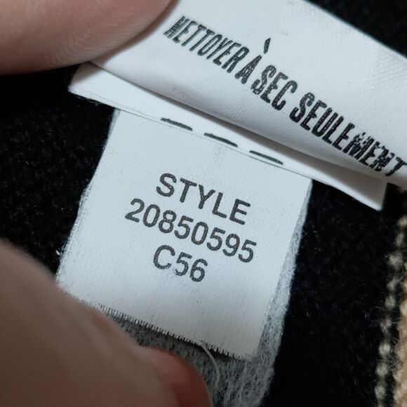 Liz Claiborne Large 100% Wool Knit Cardigan Sweater Button Front Neutral Stripes - Picture 14 of 15